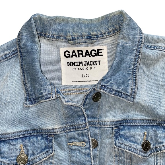 Garage Sky Blue Lightly Distressed Denim Jacket - Picture 4 of 10